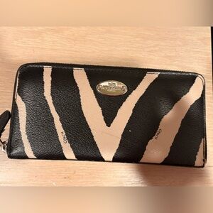 Coach Accordion Zip Wallet with Zebra Print